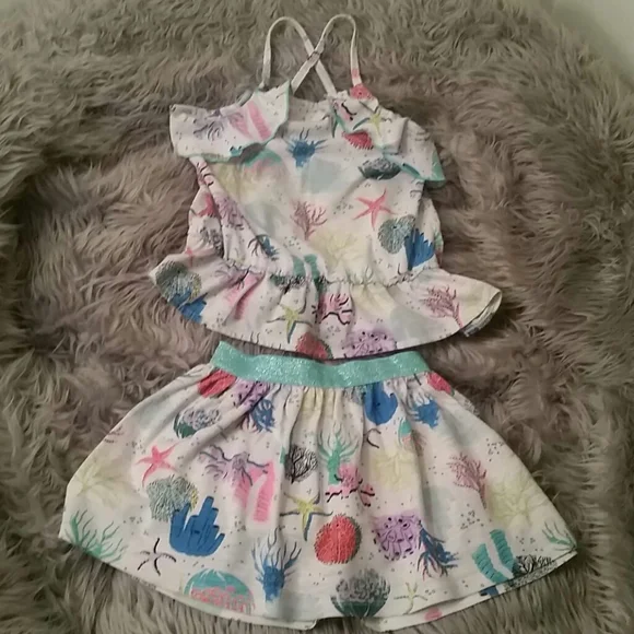 Cat&Jack sea life top&skirt w/attached shorts,4T - Picture 1 of 8